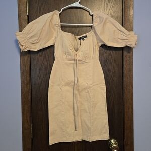 Missguided Vintage Picnic Milmaid Pink/Peach Off-Shoulder Dress NWT